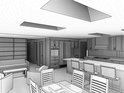 Study of flat ceiling for single family residence remodel.