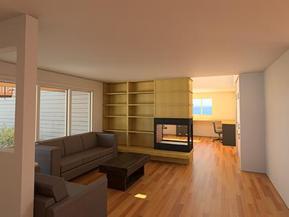 Interior renderings for single family residence remodel.